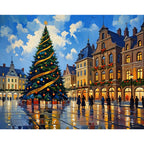 Festive Holiday Scene Paint by Numbers Kit design preview showing the full artwork layout before painting
