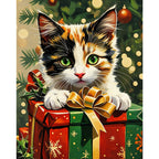 Festive Kitten Surprise Paint by Numbers Kit design preview showing the full artwork layout before painting