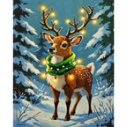 Festive Reindeer Paint by Numbers Kit design preview showing the full artwork layout before painting