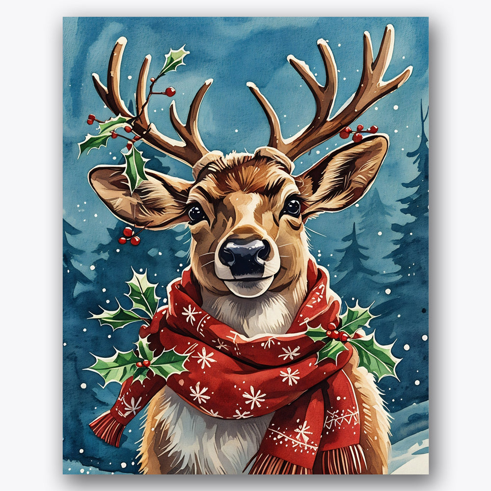 Festive Reindeer Paint by Numbers Kit UdoPaints