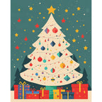 Festive Tree Paint by Numbers Kit design preview showing the full artwork layout before painting