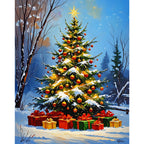 Festive Tree Paint by Numbers Kit design preview showing the full artwork layout before painting