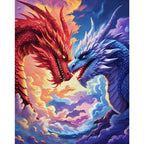 Fire and Ice Dragon Paint by Numbers Kit design preview showing the full artwork layout before painting