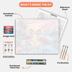 Flamingo Serenity Paint by Numbers Kit – includes numbered canvas, paint pots, brushes, and instructions