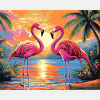 Flamingo Glow Paint by Numbers Kit design preview showing the full artwork layout before painting