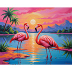Flamingo Serenity Paint by Numbers Kit design preview showing the full artwork layout before painting