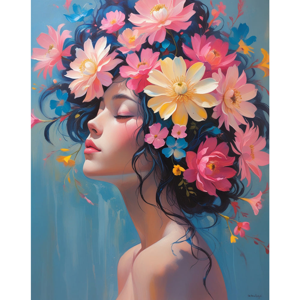 Floral Serenity Paint by Numbers Kit design preview showing the full artwork layout before painting
