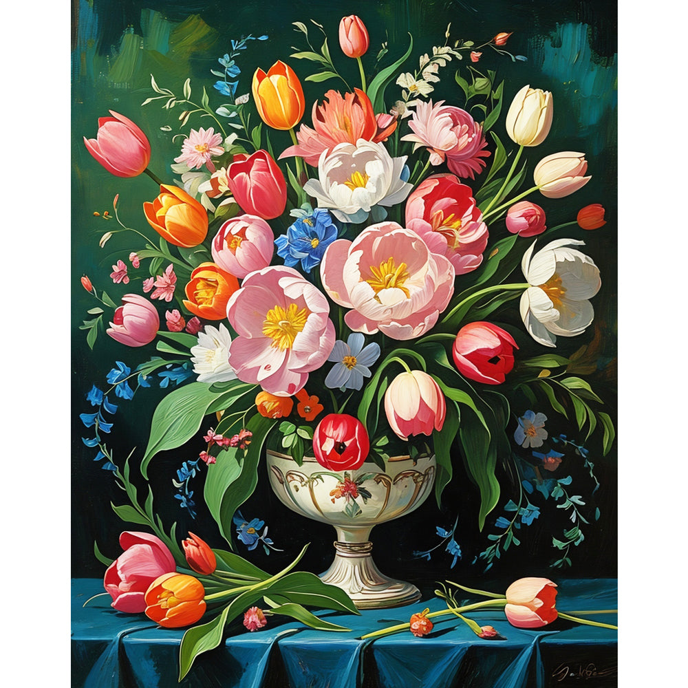 Floral Abundance Paint by Numbers Kit design preview showing the full artwork layout before painting