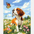 Floral Beagle Paint by Numbers Kit design preview showing the full artwork layout before painting