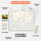 Floral Elegance Paint by Numbers Kit – includes numbered canvas, paint pots, brushes, and instructions