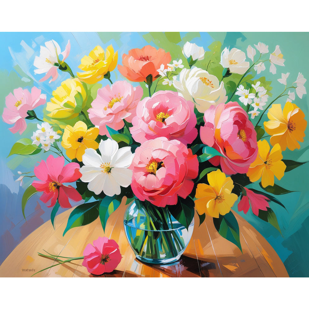 Floral Elegance Paint by Numbers Kit design preview showing the full artwork layout before painting