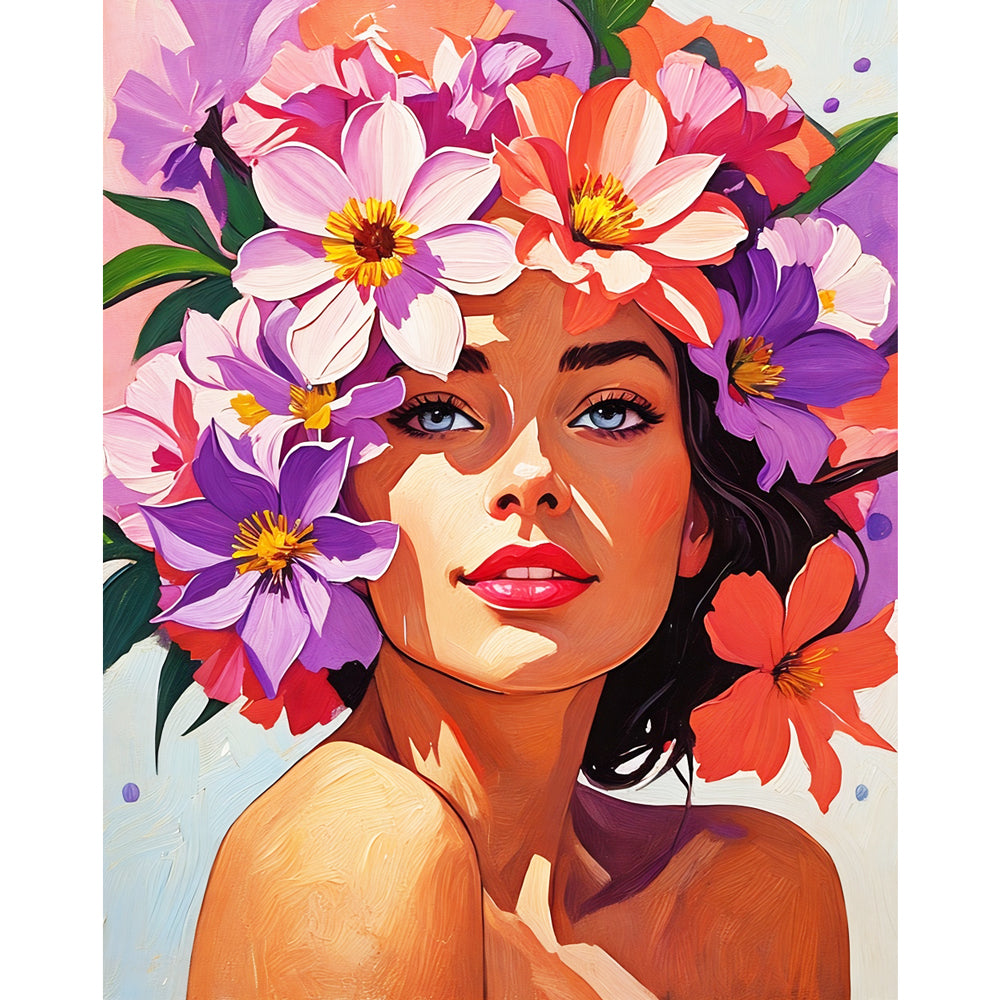 Floral Embrace Paint by Numbers Kit design preview showing the full artwork layout before painting