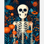 Floral Skeleton Paint by Numbers Kit design preview showing the full artwork layout before painting