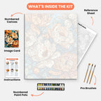 Floral Tapestry Paint by Numbers Kit – includes numbered canvas, paint pots, brushes, and instructions