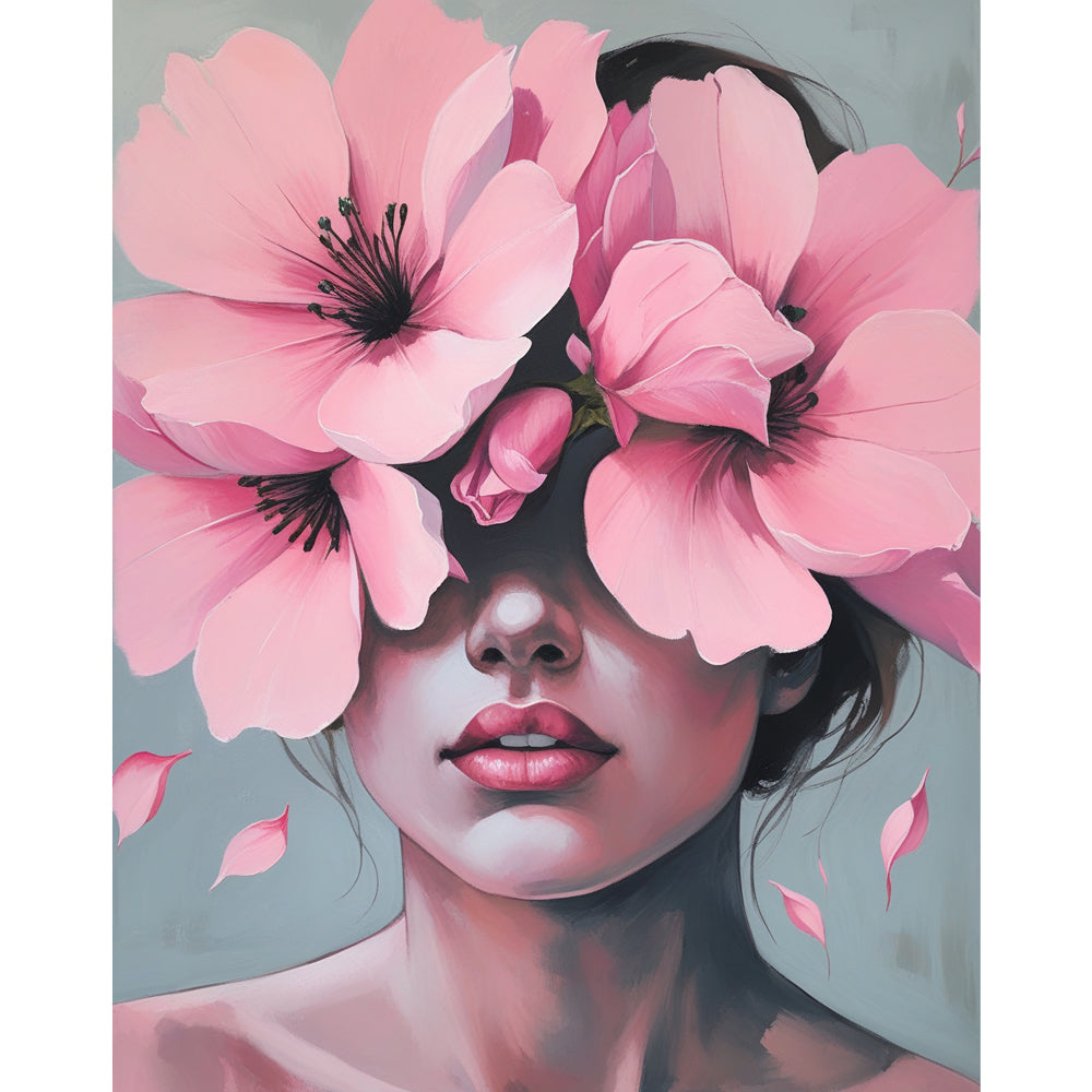 Flower Adorned Face Paint by Numbers Kit design preview showing the full artwork layout before painting