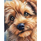 Fluffy Puppy Paint by Numbers Kit design preview showing the full artwork layout before painting