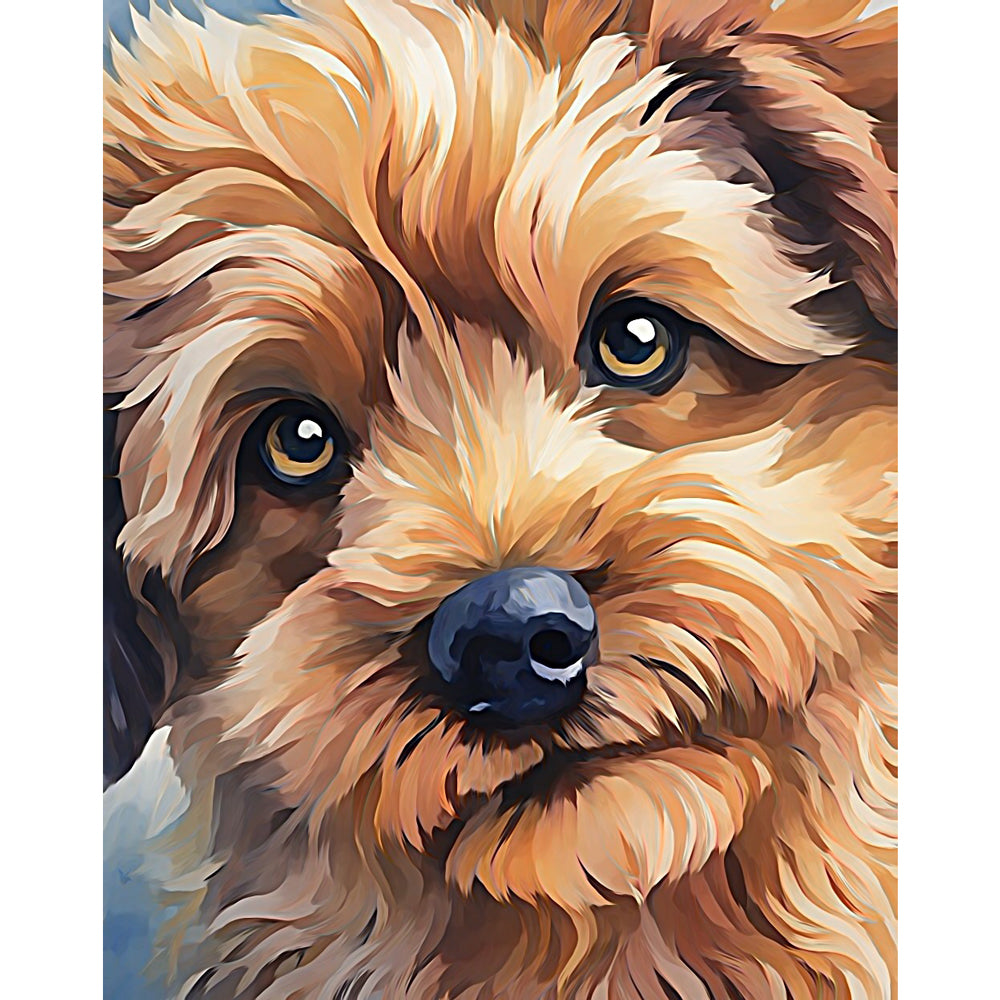 Fluffy Puppy Paint by Numbers Kit design preview showing the full artwork layout before painting