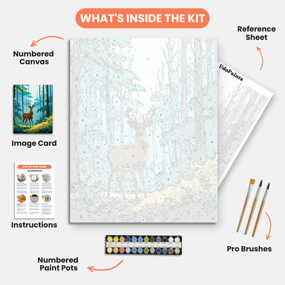 Forest Guardian Paint by Numbers Kit – includes numbered canvas, paint pots, brushes, and instructions