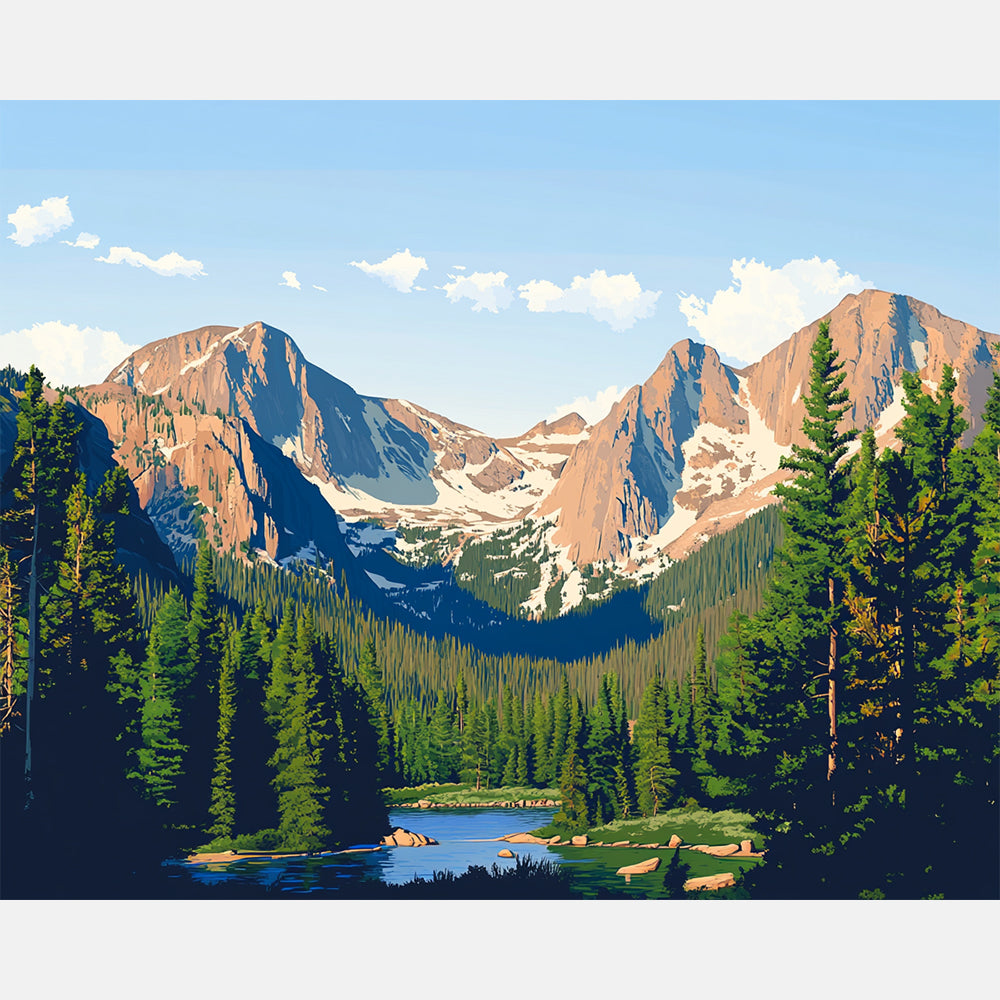 Forest Heights Vantage Paint by Numbers Kit design preview showing the full artwork layout before painting