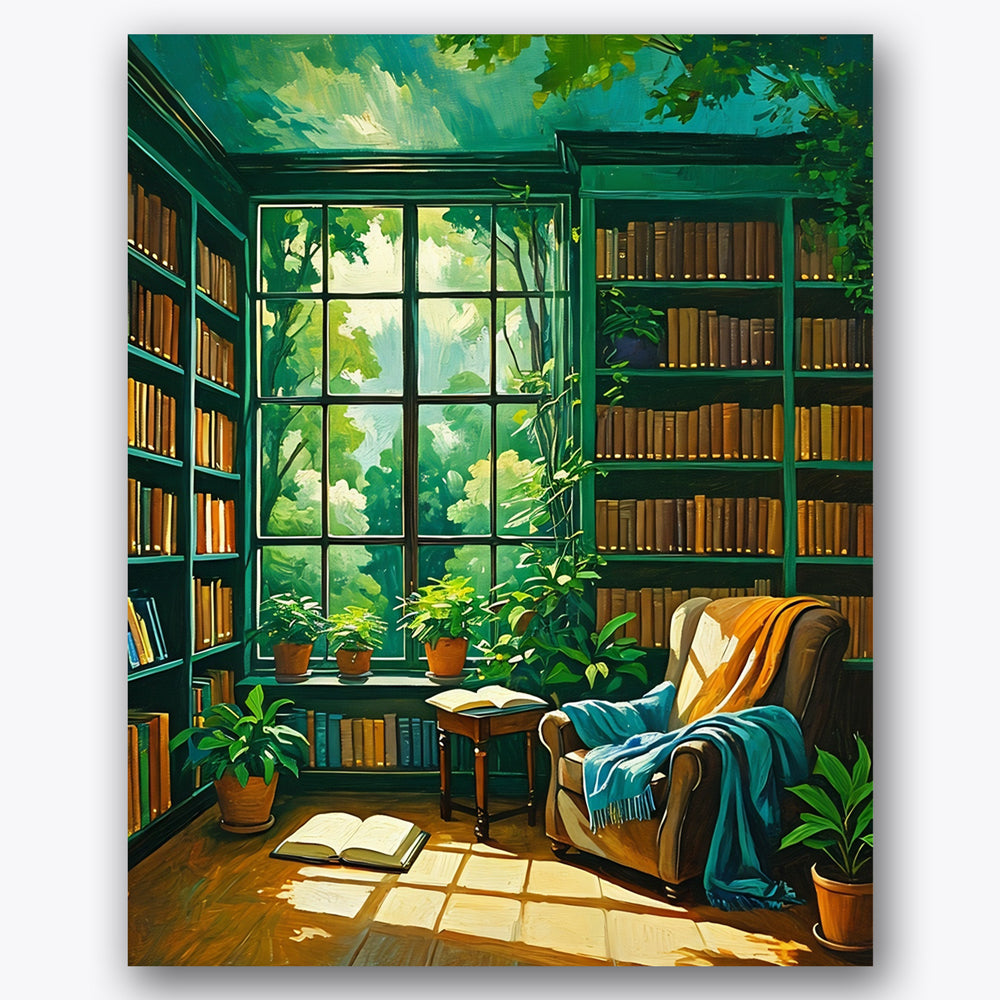 Forest Library Retreat Paint by Numbers Kit UdoPaints