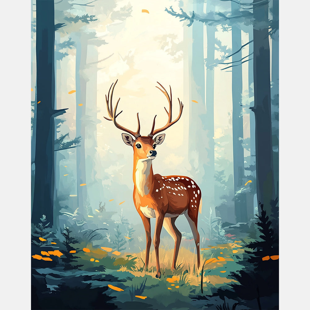 Forest Protector Paint by Numbers Kit design preview showing the full artwork layout before painting