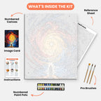 Galactic Whirl Paint by Numbers Kit – includes numbered canvas, paint pots, brushes, and instructions