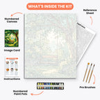 Garden Swing Paint by Numbers Kit – includes numbered canvas, paint pots, brushes, and instructions