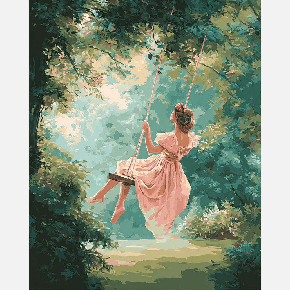 Garden Swing Paint by Numbers Kit design preview showing the full artwork layout before painting