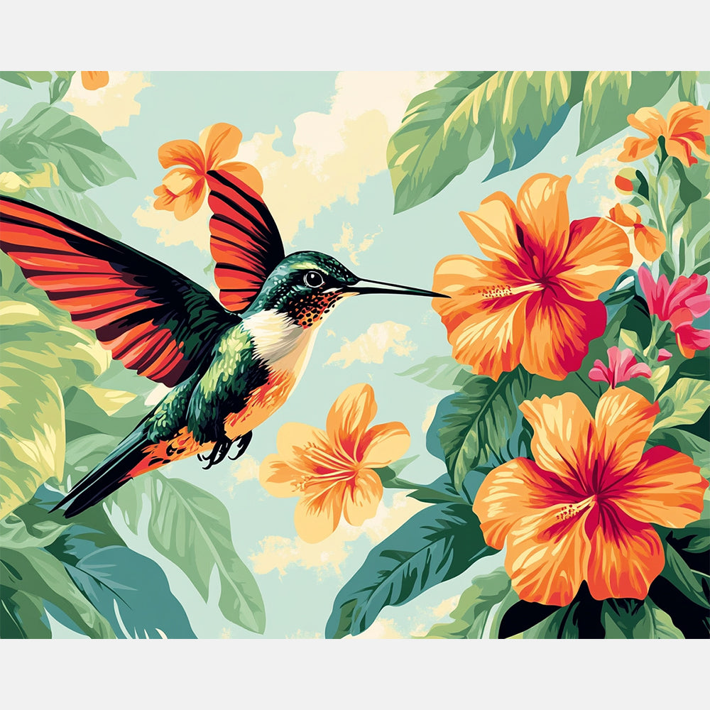 Garden Visitor Paint by Numbers Kit design preview showing the full artwork layout before painting