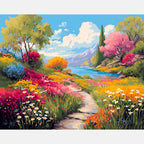 Garden Vista Paint by Numbers Kit design preview showing the full artwork layout before painting