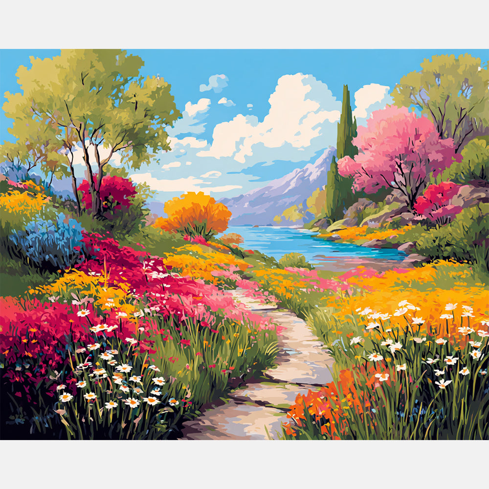 Garden Vista Paint by Numbers Kit design preview showing the full artwork layout before painting
