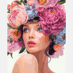 Gaze of Flowers Paint by Numbers Kit design preview showing the full artwork layout before painting