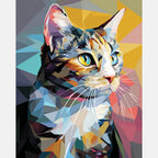 Geometric Cat Paint by Numbers Kit design preview showing the full artwork layout before painting