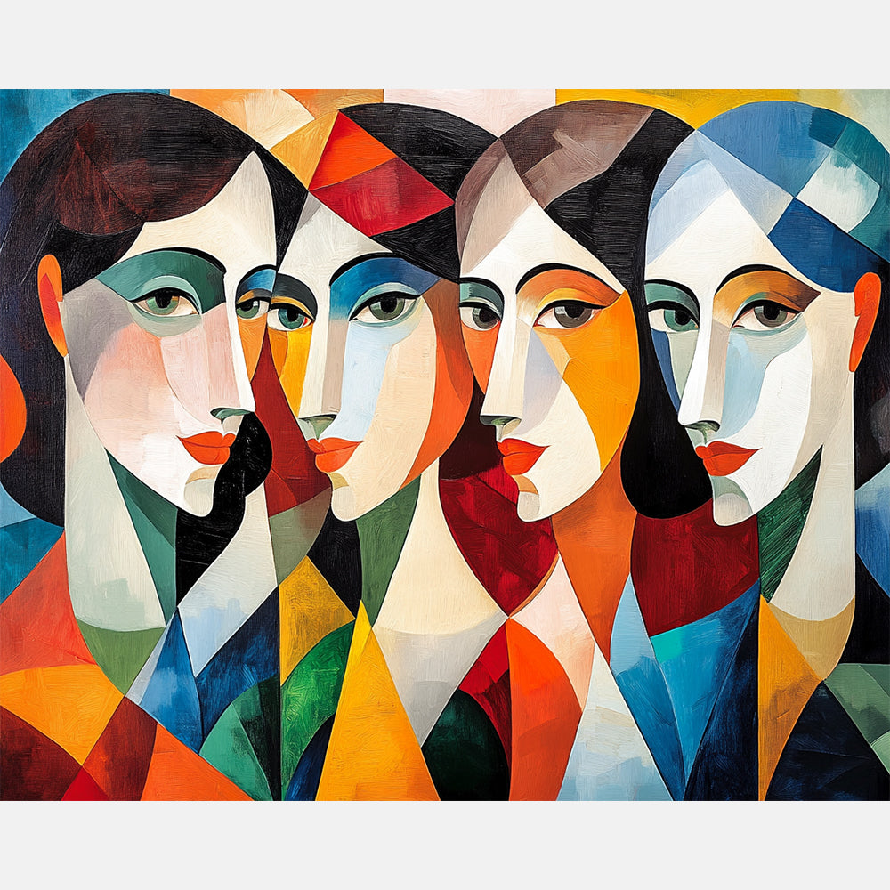 Geometric Faces Paint by Numbers Kit design preview showing the full artwork layout before painting