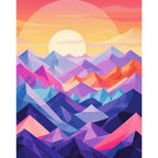 Geometric Sunset Peaks Paint by Numbers Kit design preview showing the full artwork layout before painting
