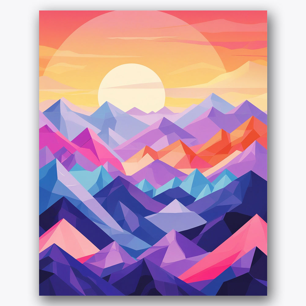 Geometric Sunset Peaks Paint by Numbers Kit UdoPaints