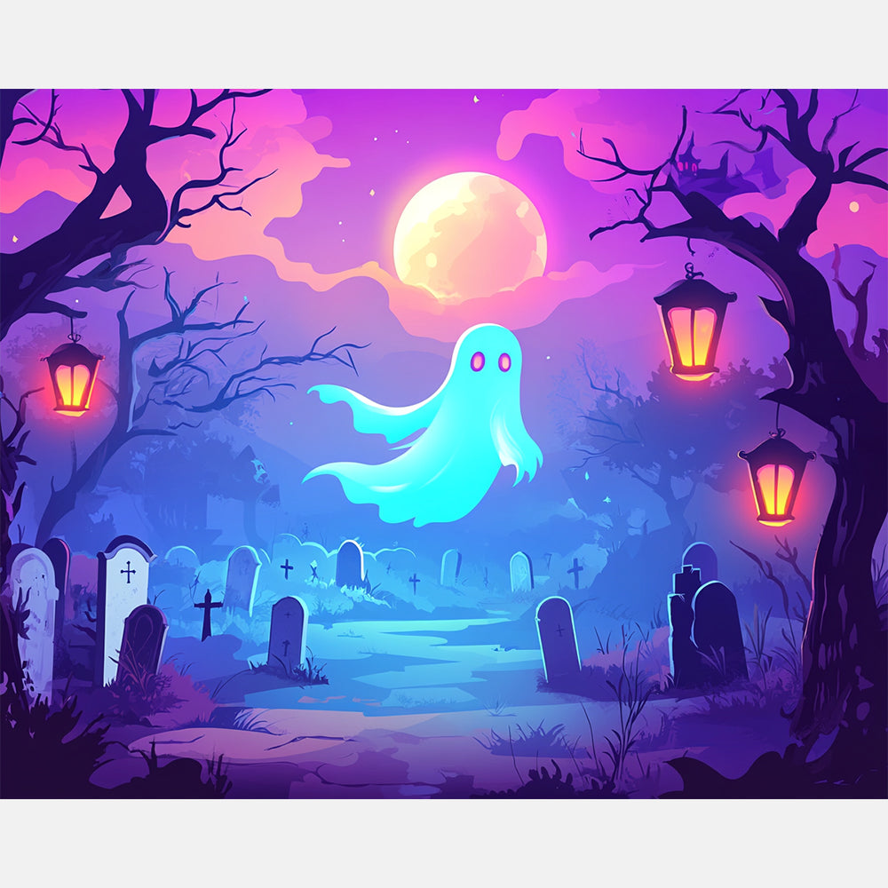 Ghostly Illumination Paint by Numbers Kit design preview showing the full artwork layout before painting