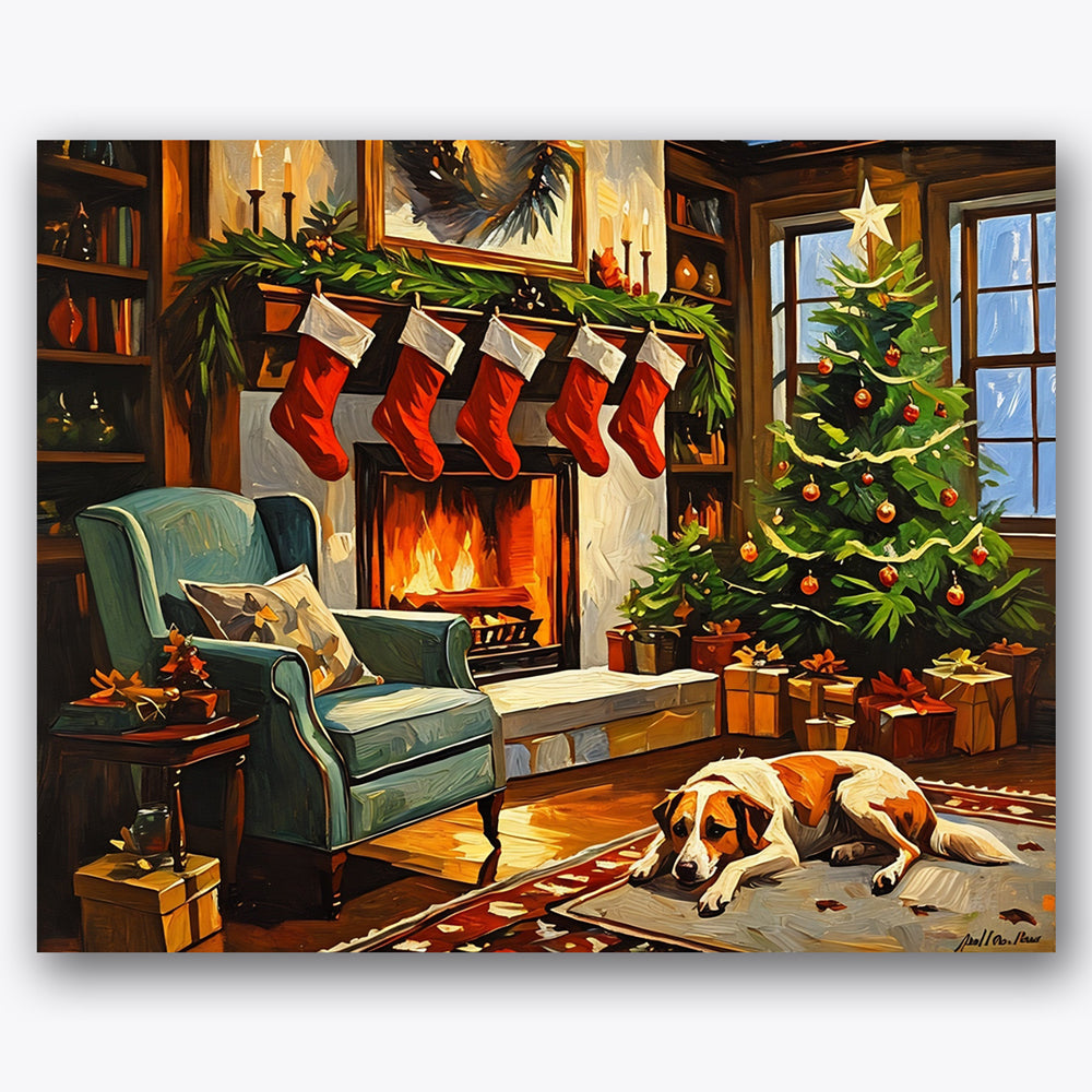 Cozy Christmas Eve Paint by Numbers Kit UdoPaints
