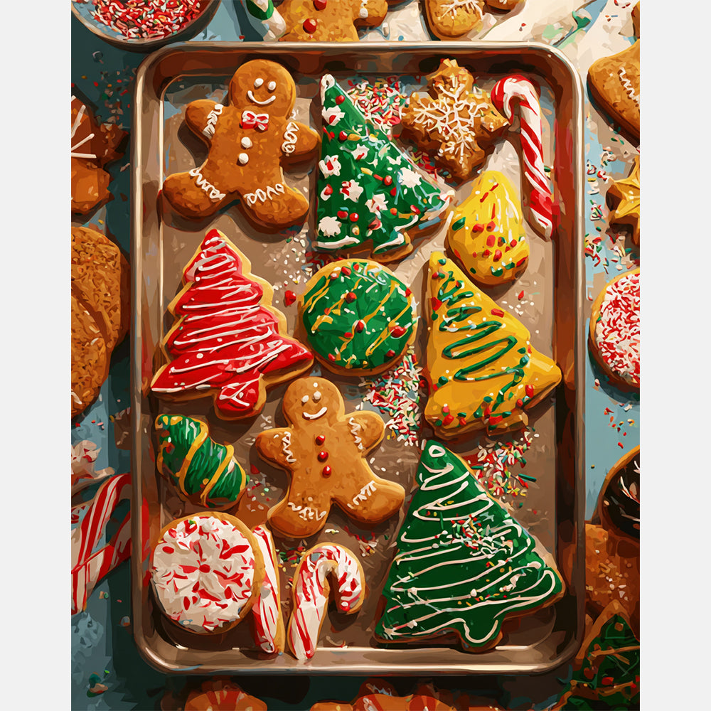 Gingerbread Joy Paint by Numbers Kit design preview showing the full artwork layout before painting