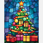 Glass Christmas Tree Paint by Numbers Kit design preview showing the full artwork layout before painting