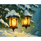 Glowing Winter Lanterns Paint by Numbers Kit design preview showing the full artwork layout before painting