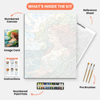 Goddess Emergence Paint by Numbers Kit – includes numbered canvas, paint pots, brushes, and instructions
