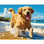 Golden Beach Adventure Paint by Numbers Kit design preview showing the full artwork layout before painting