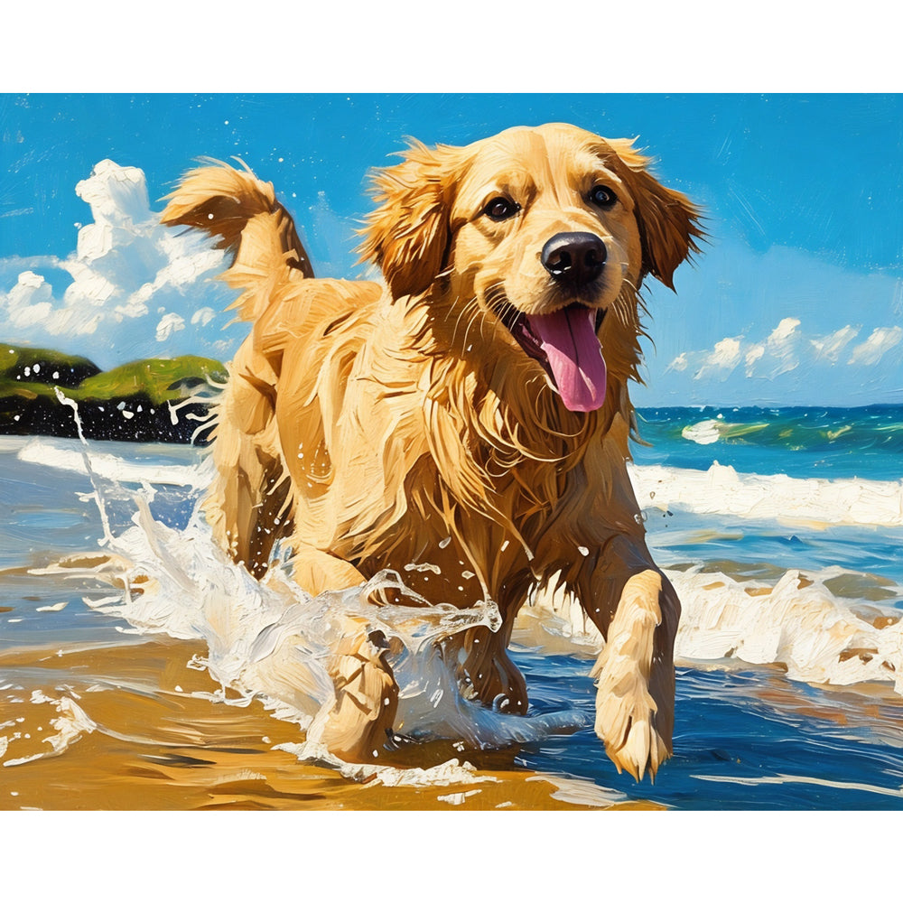 Golden Beach Adventure Paint by Numbers Kit design preview showing the full artwork layout before painting