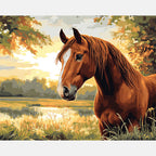 Golden Horse Paint by Numbers Kit design preview showing the full artwork layout before painting