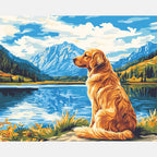Golden Mountainside Paint by Numbers Kit design preview showing the full artwork layout before painting