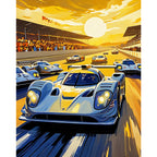 Golden Race Paint by Numbers Kit design preview showing the full artwork layout before painting