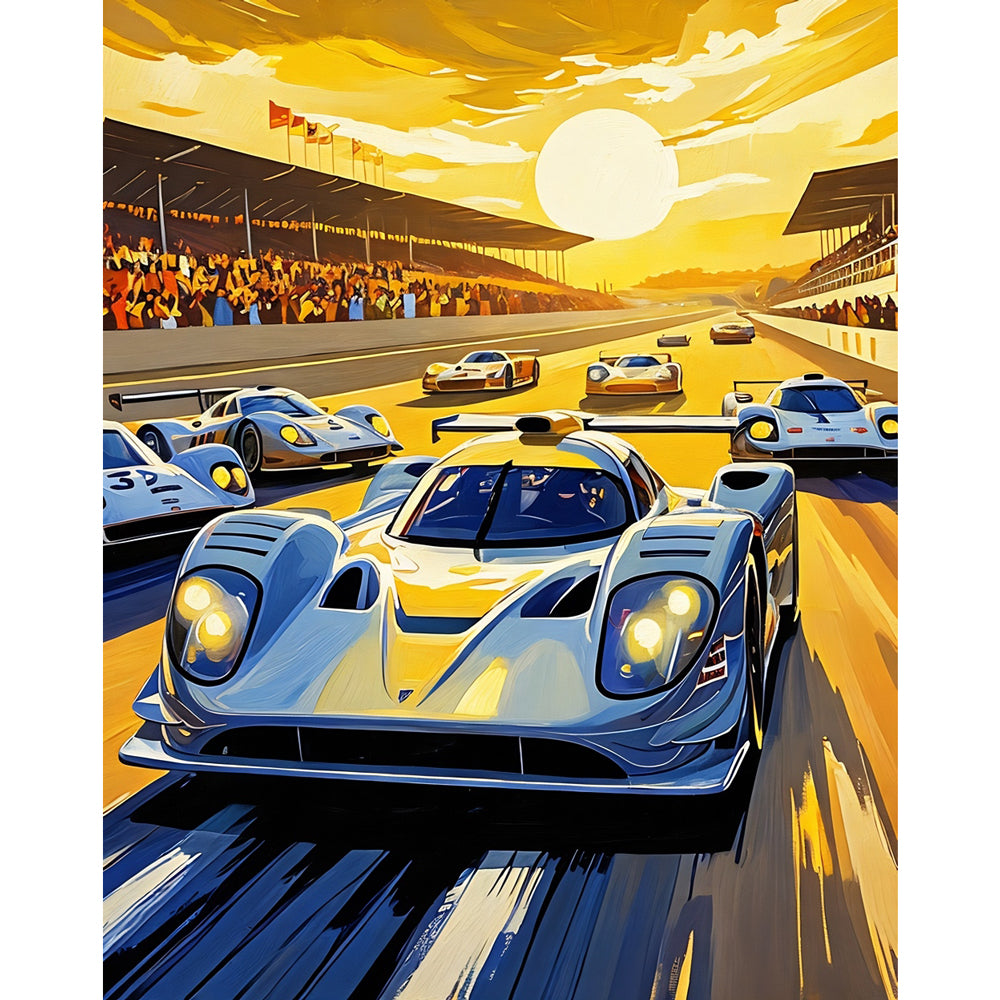 Golden Race Paint by Numbers Kit design preview showing the full artwork layout before painting