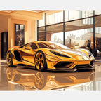 Golden Racer Paint by Numbers Kit design preview showing the full artwork layout before painting