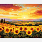 Golden Sunflowers Paint by Numbers Kit design preview showing the full artwork layout before painting